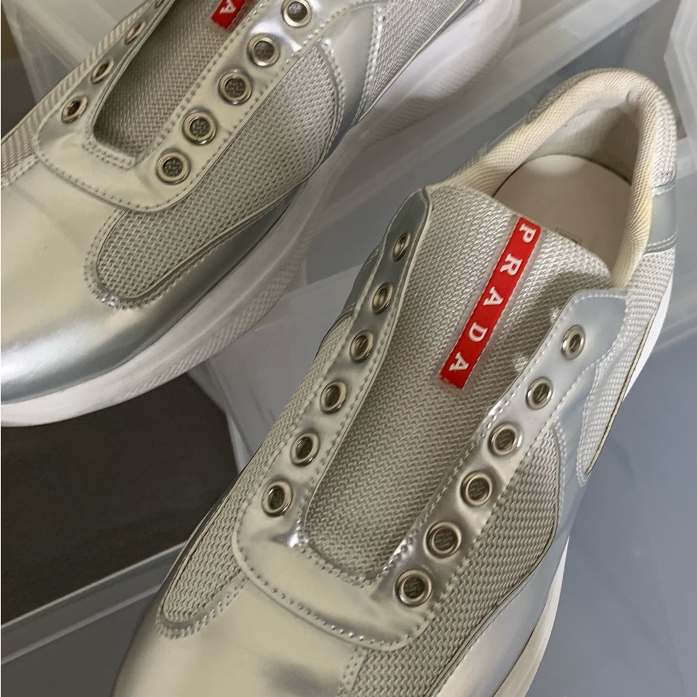 Prada Women's Silver Sneakers - Picture 2 of 12